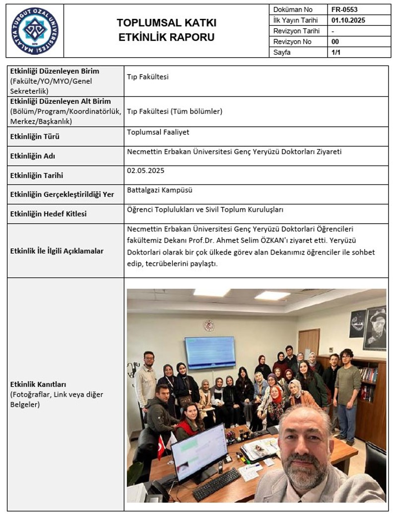 NECMETTIN ERBAKAN ÜNIVERSITESI GENÇ YERYÜZÜ DOKTORLARI ZIYARETI 