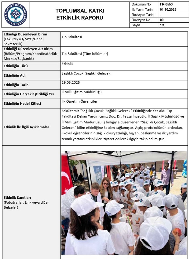 SAĞLIKLI ÇOCUK, SAĞLIKLI GELECEK 