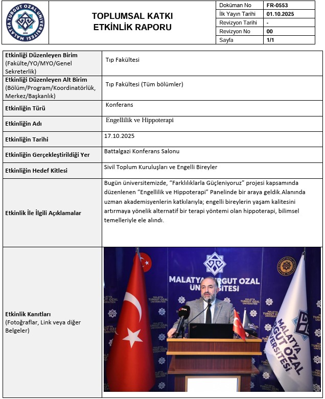 ENGELLILIK VE HIPPOTERAPI 